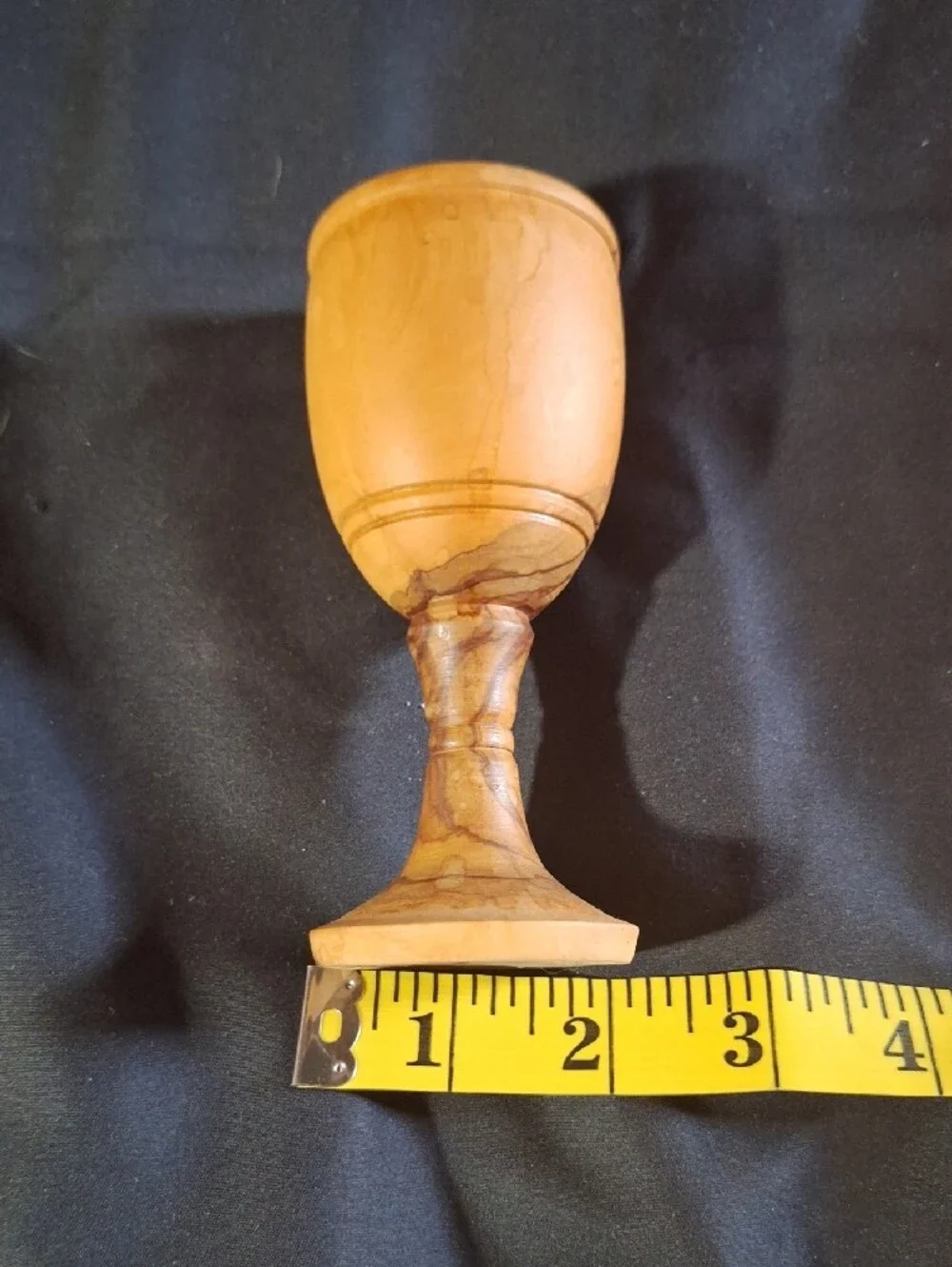 Vintage Hand Carved Olive Wood Communion Chalice Goblet
